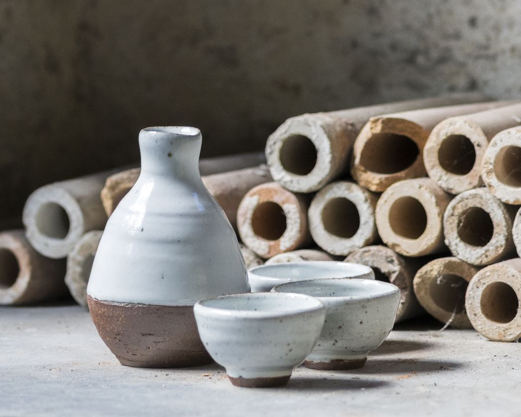Roelof Uys - Sake Bottle with Cups